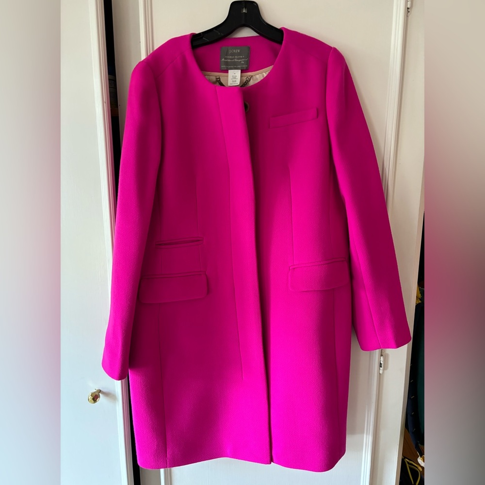 J crew collection Italian coat hot pink DOUBLE CLOTH
